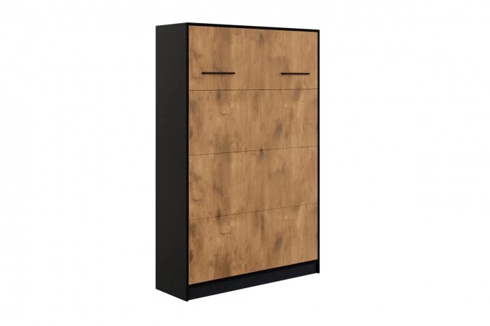 Armoire lit escamotable relevable vertical 140x200 cm chêne lancelot et noir Premium
