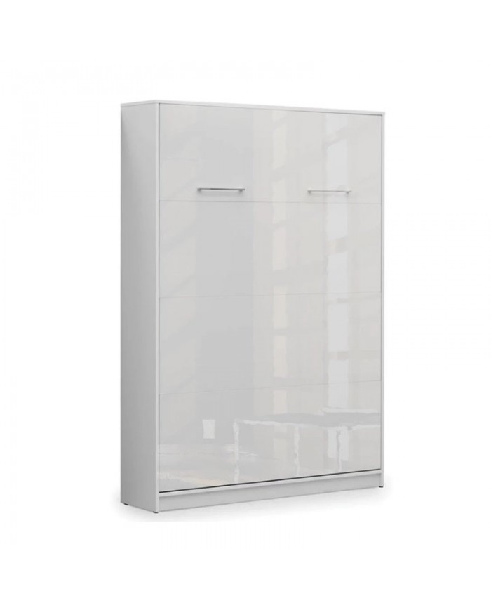 Armoire lit escamotable relevable vertical 140x200 cm blanc brillant Premium