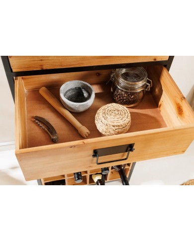 Bar étagère à vin 120cm pour 20 bouteilles et verres en bois de pin BLACK PEARL