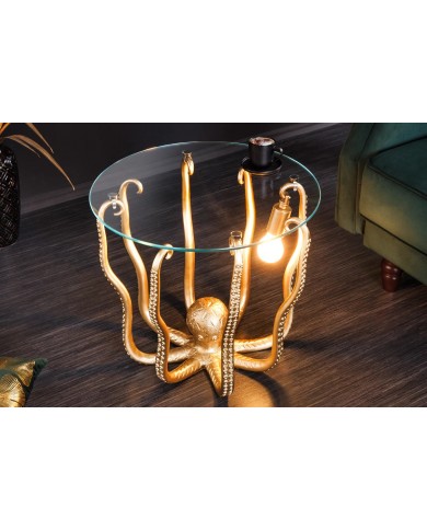 Table d'appoint avec lampe dorée intégrée 50 cm KRAKEN LIGHT
