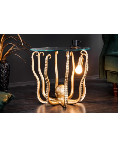 Table d'appoint avec lampe dorée intégrée 50 cm KRAKEN LIGHT