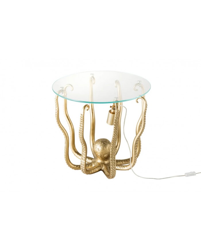 Table d'appoint avec lampe dorée intégrée 50 cm KRAKEN LIGHT