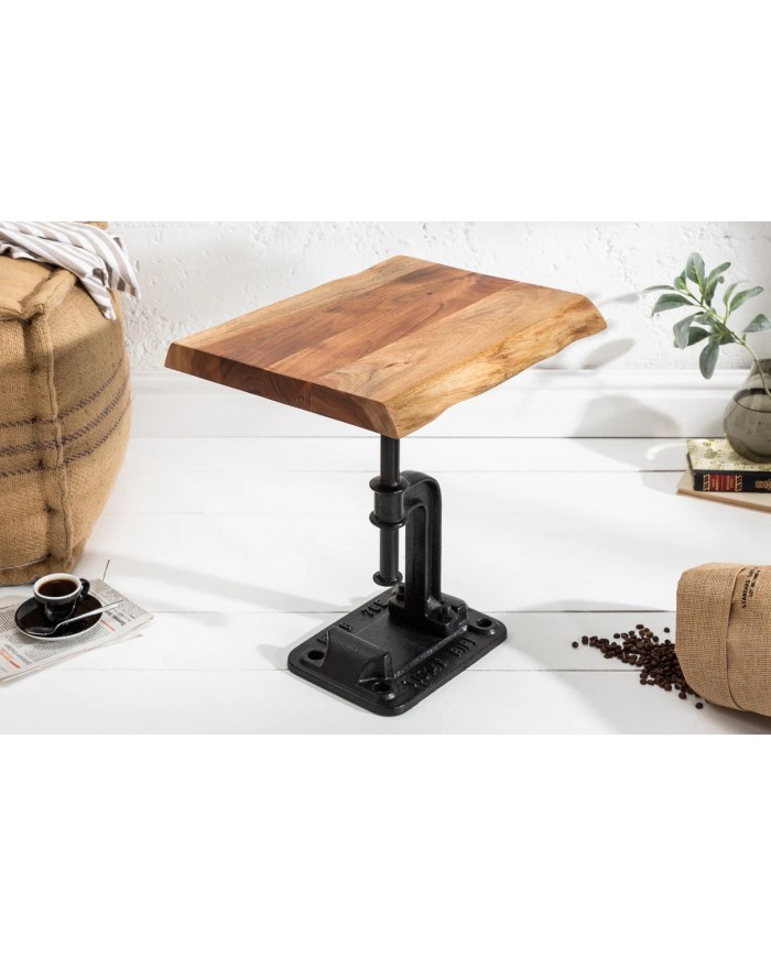 Table basse style industriel bois d'acacia massif 35mm RAW