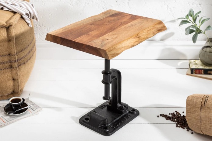 Table basse style industriel bois d'acacia massif 35mm RAW