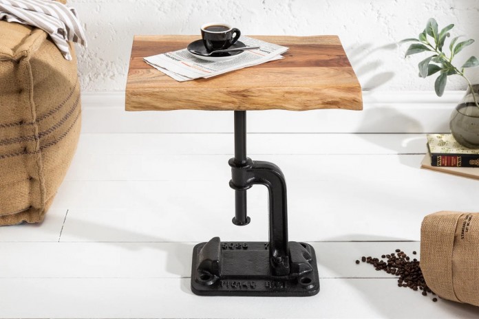 Table basse style industriel bois d'acacia massif 35mm RAW