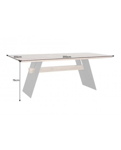 Table  chêne sauvage massif  et pieds métal thermolaqué 200 cm VANGUARD