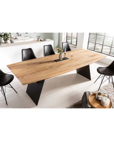 Table  chêne sauvage massif  et pieds métal thermolaqué 200 cm VANGUARD
