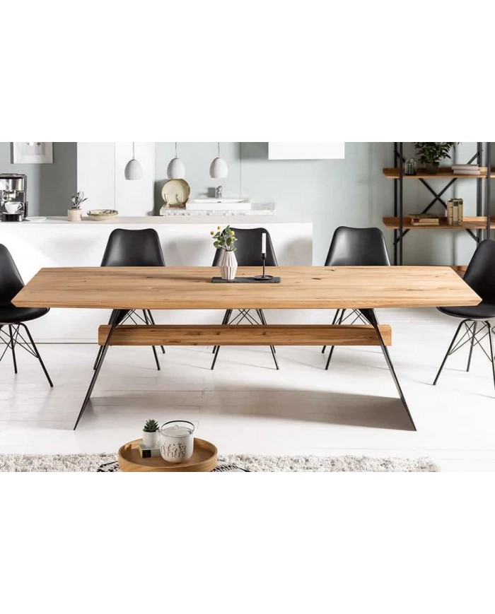 Table  chêne sauvage massif  et pieds métal thermolaqué 200 cm VANGUARD