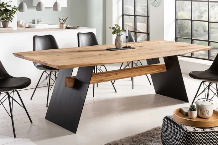 Table  chêne sauvage massif  et pieds métal thermolaqué 200 cm VANGUARD