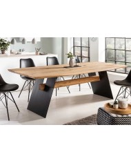 Table  chêne sauvage massif  et pieds métal thermolaqué 200 cm VANGUARD