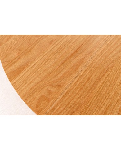 Table à manger ronde extensible ARBOREA – Chêne naturel ou foncé  De 120 à 200 cm – Élégance brute, précision mécanique.