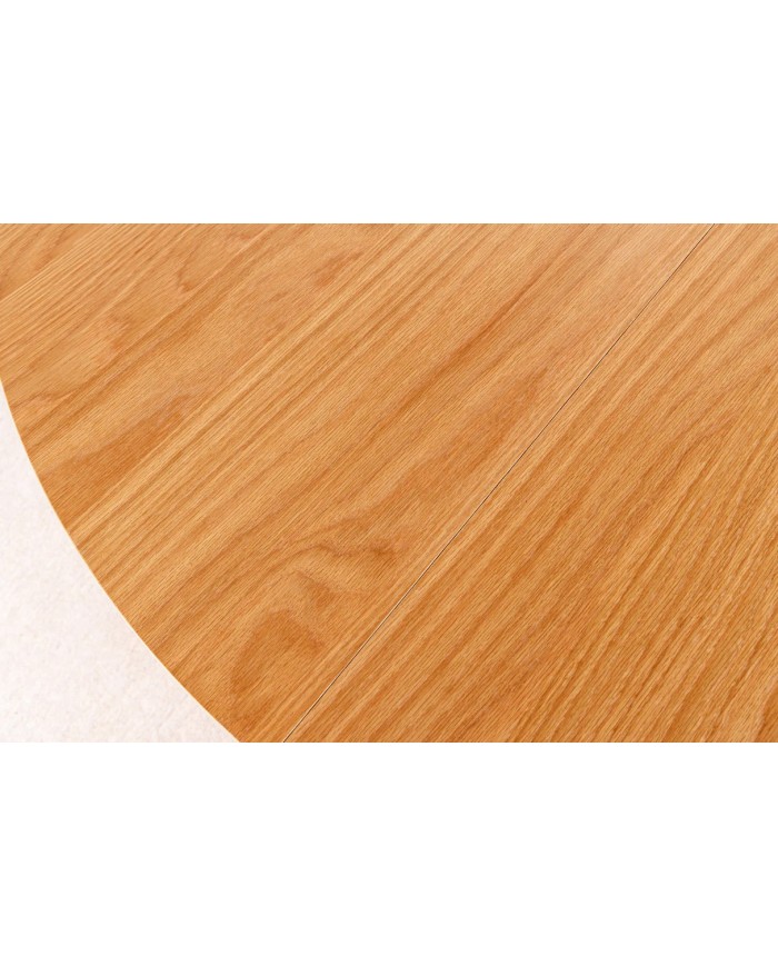 Table à manger ronde extensible ARBOREA – Chêne naturel ou foncé  De 120 à 200 cm – Élégance brute, précision mécanique.