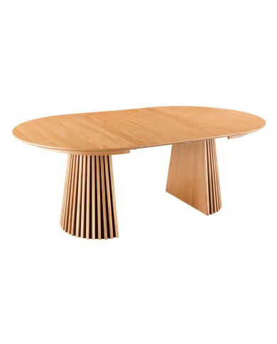 Table à manger ronde extensible ARBOREA – Chêne naturel ou foncé  De 120 à 200 cm – Élégance brute, précision mécanique.