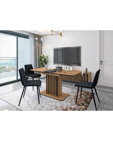Table 8 couverts effet chêne artisan  MDF KENT - Livraison Offerte