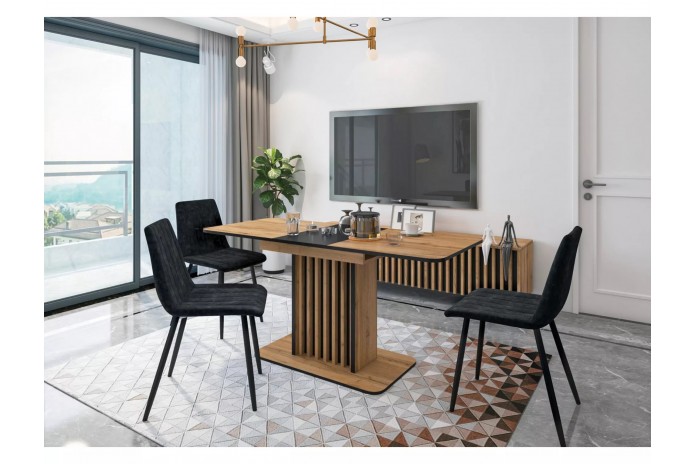Table 8 couverts effet chêne artisan  MDF KENT - Livraison Offerte
