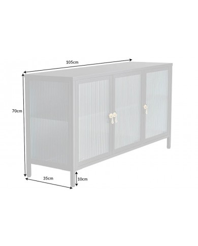 Buffet vitrine 105 cm en verre strié noir ONYX