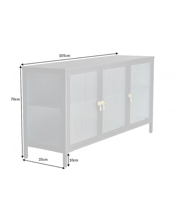 Buffet vitrine 105 cm en verre strié noir ONYX