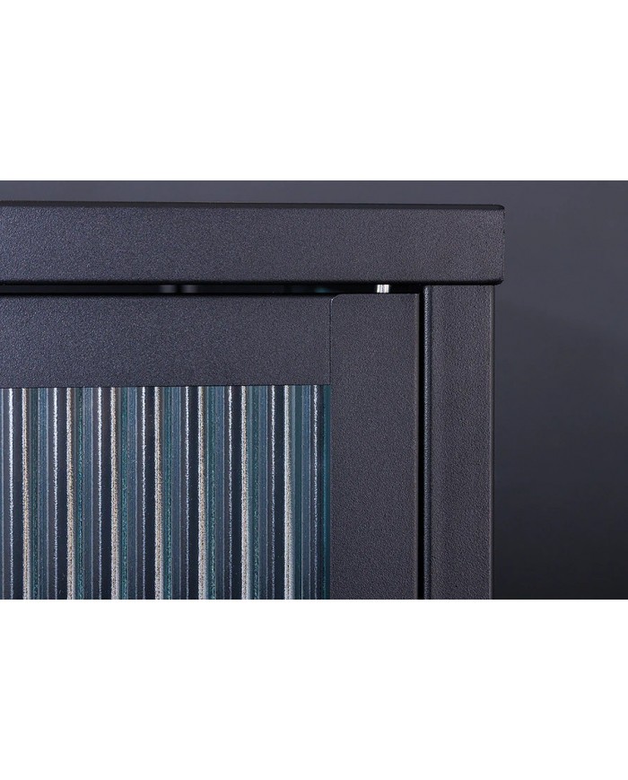 Buffet vitrine 105 cm en verre strié noir ONYX