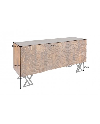 Buffet avec reliefs en bois de manguier 3D 160 cm ECLAT