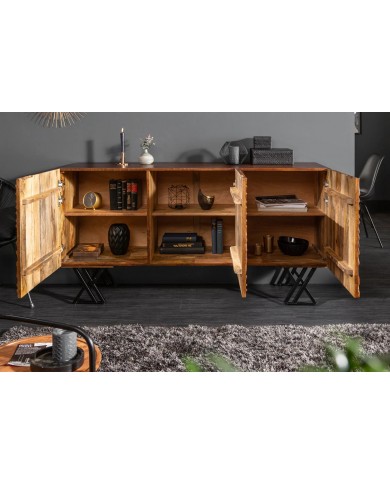 Buffet avec reliefs en bois de manguier 3D 160 cm ECLAT