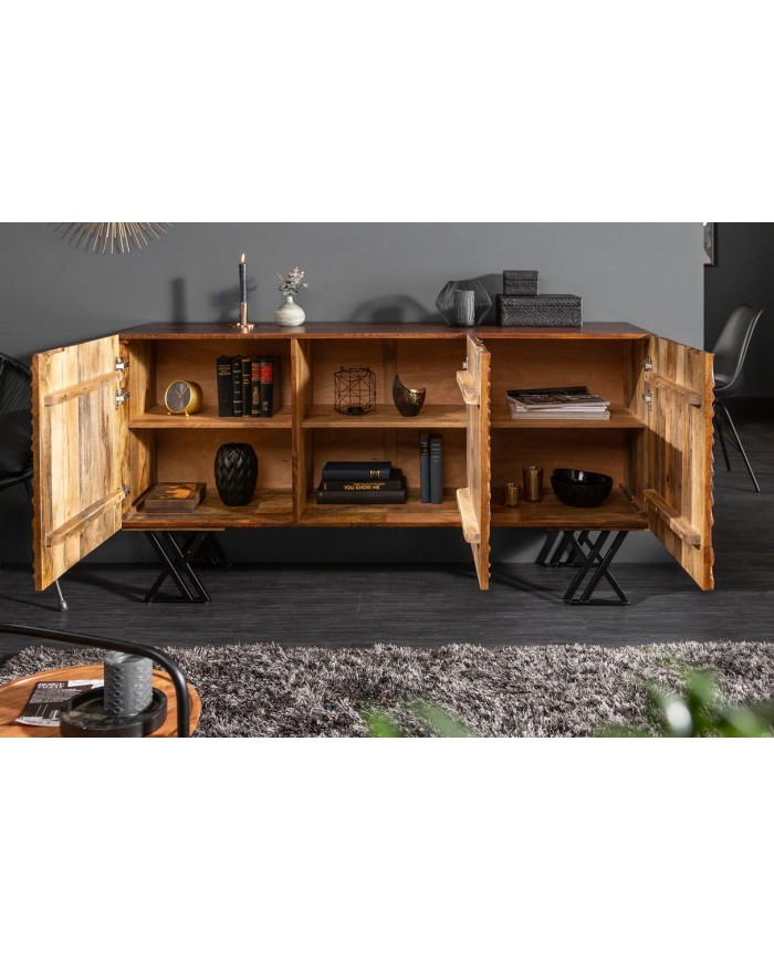 Buffet avec reliefs en bois de manguier 3D 160 cm ECLAT