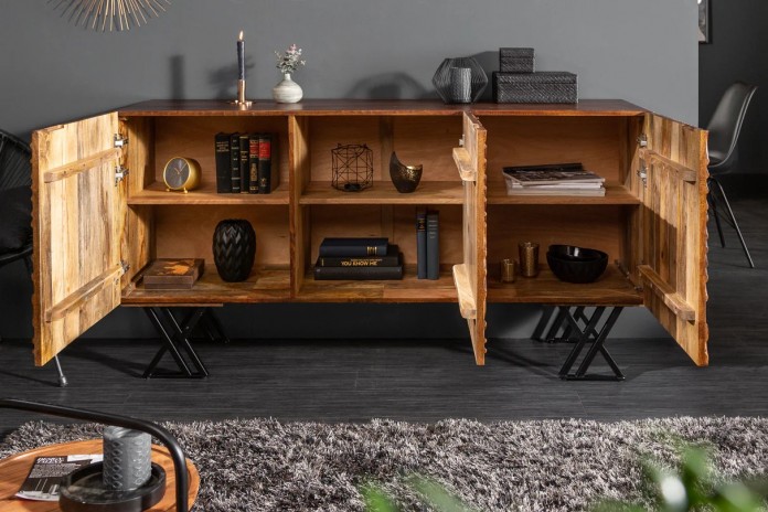 Buffet avec reliefs en bois de manguier 3D 160 cm ECLAT