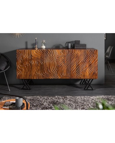Buffet avec reliefs en bois de manguier 3D 160 cm ECLAT