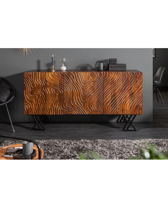 Buffet avec reliefs en bois de manguier 3D 160 cm ECLAT