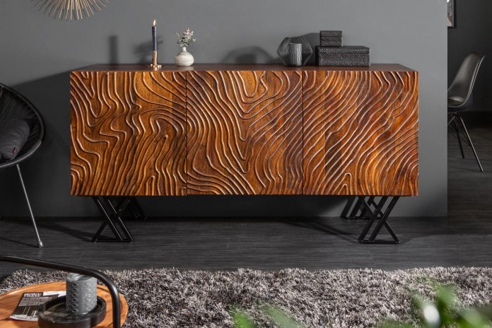 Buffet avec reliefs en bois de manguier 3D 160 cm ECLAT