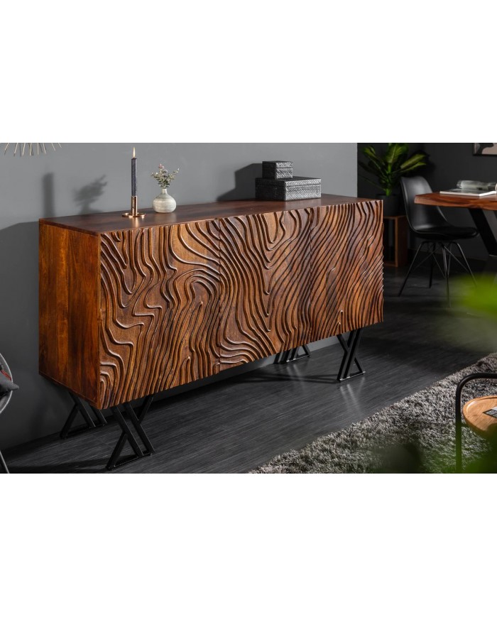 Buffet avec reliefs en bois de manguier 3D 160 cm ECLAT