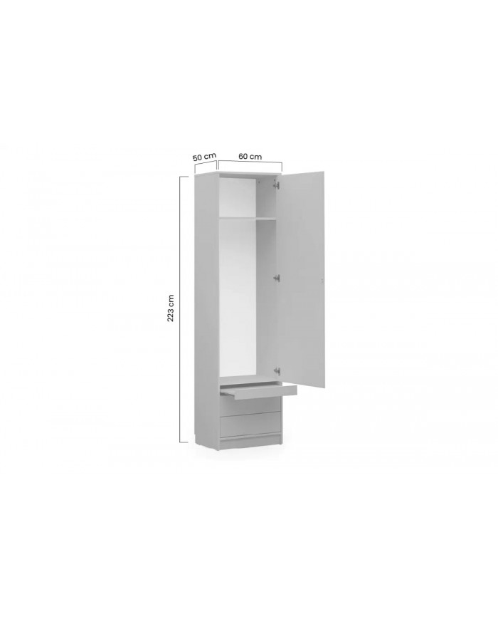 Colonne penderie avec tiroirs et tablette 60 cm - Séville DeLuxe