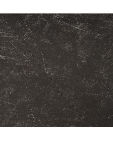 Table céramique noir Greco effet marbre pieds MDF Noyer 200(rallonge 250)x98x76 cm - NOARA