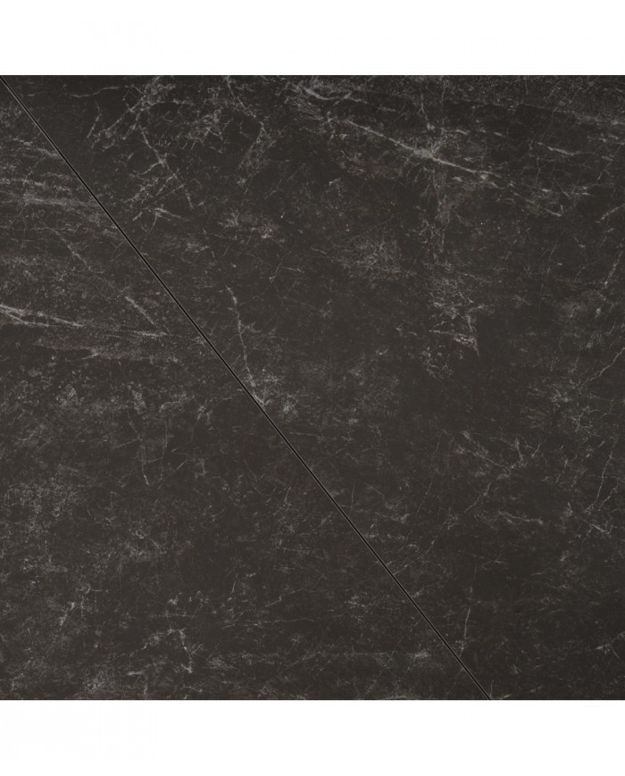 Table céramique noir Greco effet marbre pieds MDF Noyer 200(rallonge 250)x98x76 cm - NOARA
