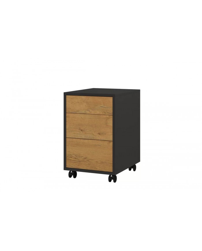 Caisson 3 tiroirs roulettes ouverture push and pull 40 cm DELUXE