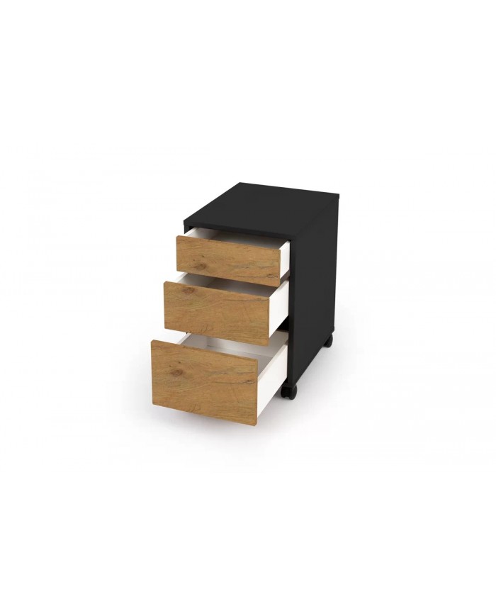Caisson 3 tiroirs roulettes ouverture push and pull 40 cm DELUXE