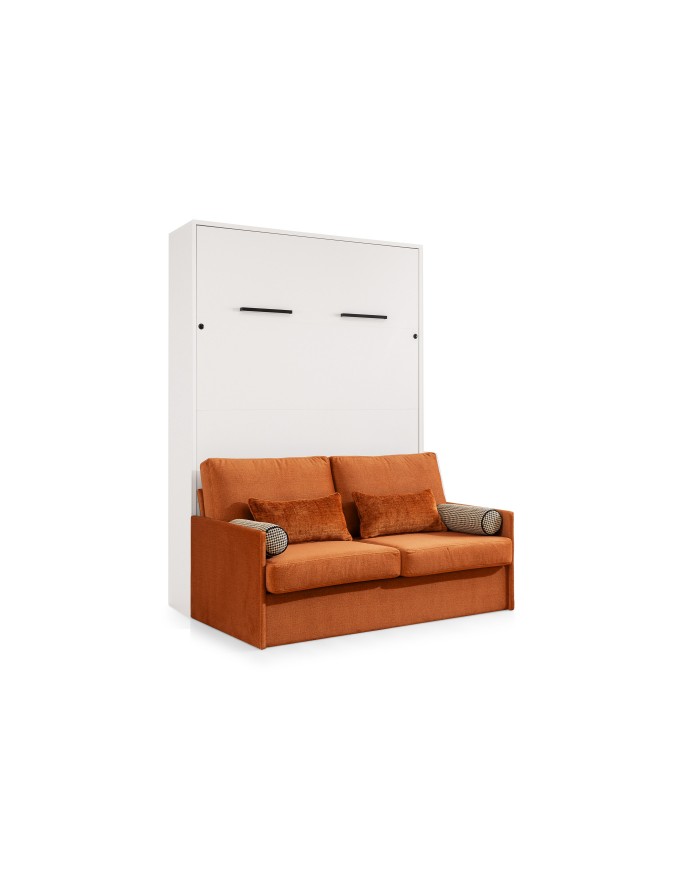 Armoire lit escamotable avec canapé 140×200 blanc mate