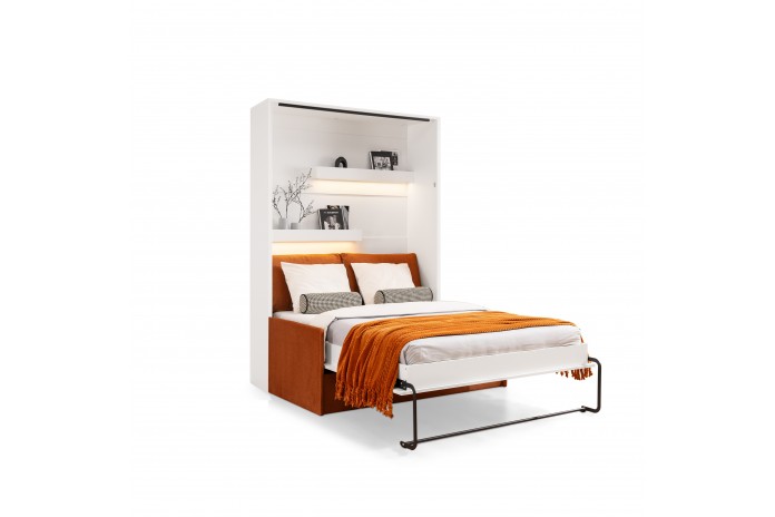 Armoire lit escamotable avec canapé 140×200 blanc mate