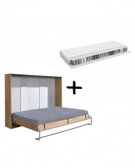 Armoire lit escamotable relevable horizontal 140x200 cm Chêne Sonoma Premium + matelas Premia 140x200 cm