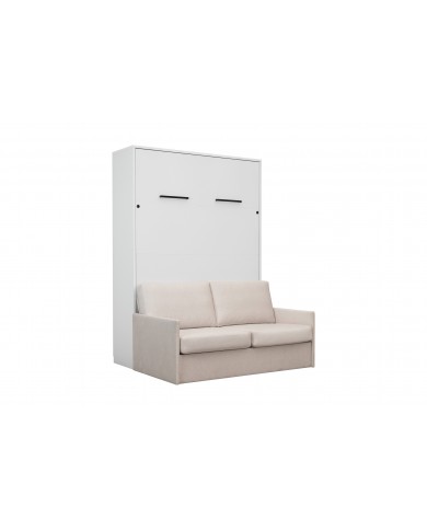 Armoire lit escamotable avec canapé 140×200 blanc mate