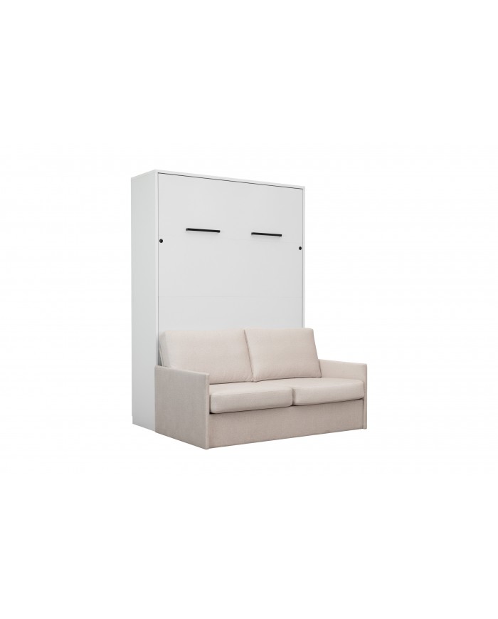 Armoire lit escamotable avec canapé 140×200 blanc mate