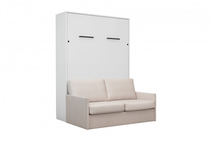 Armoire lit escamotable avec canapé 140×200 blanc mate