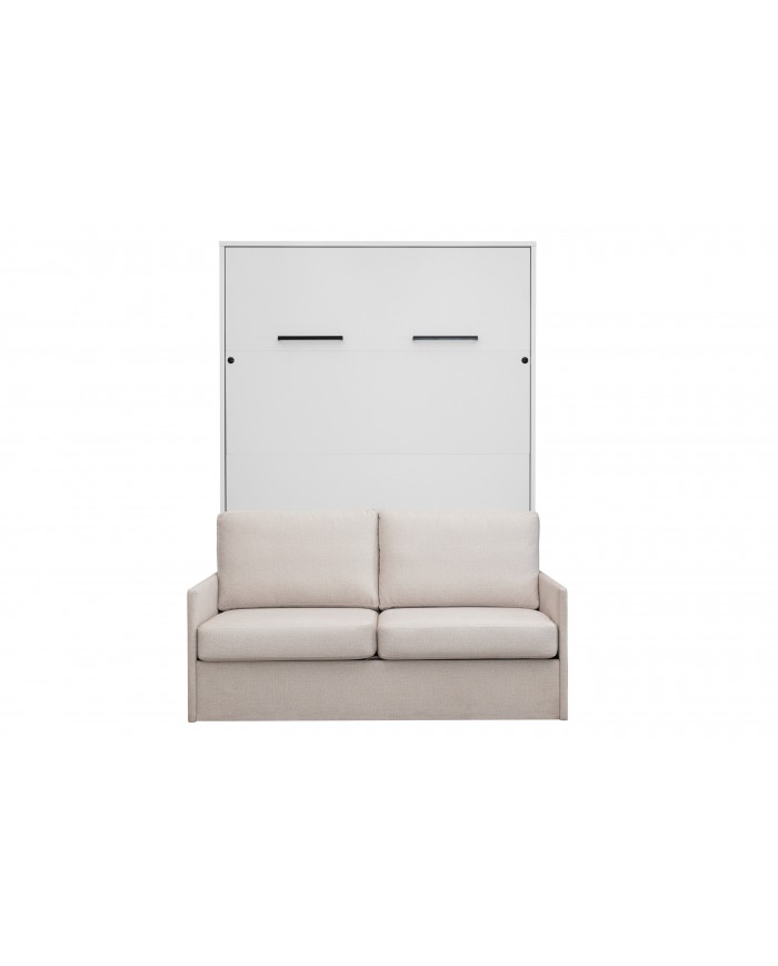 Armoire lit escamotable avec canapé 140×200 blanc mate