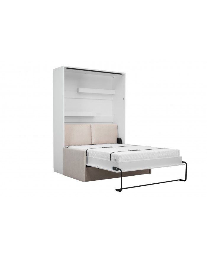Armoire lit escamotable avec canapé 140×200 blanc mate