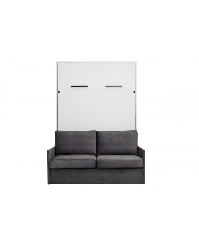 Armoire lit escamotable avec canapé 140×200 blanc mate