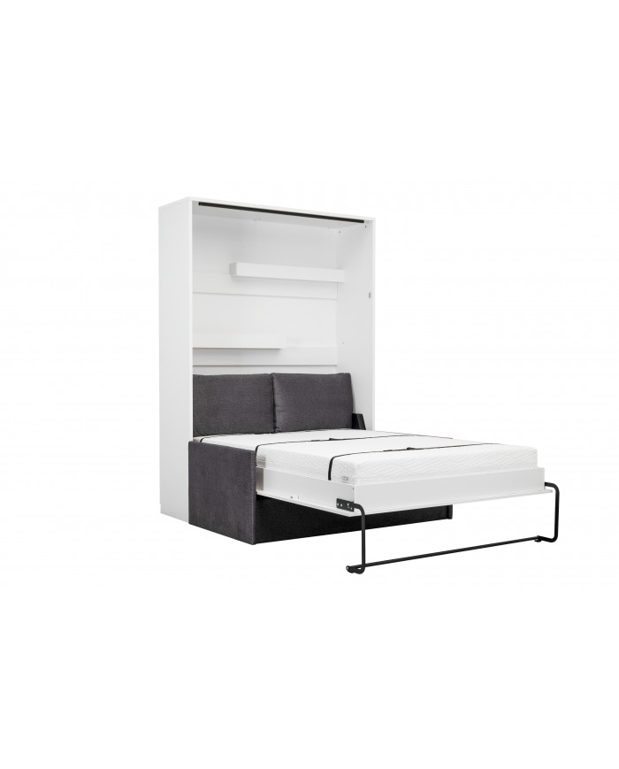 Armoire lit escamotable avec canapé 140×200 blanc mate
