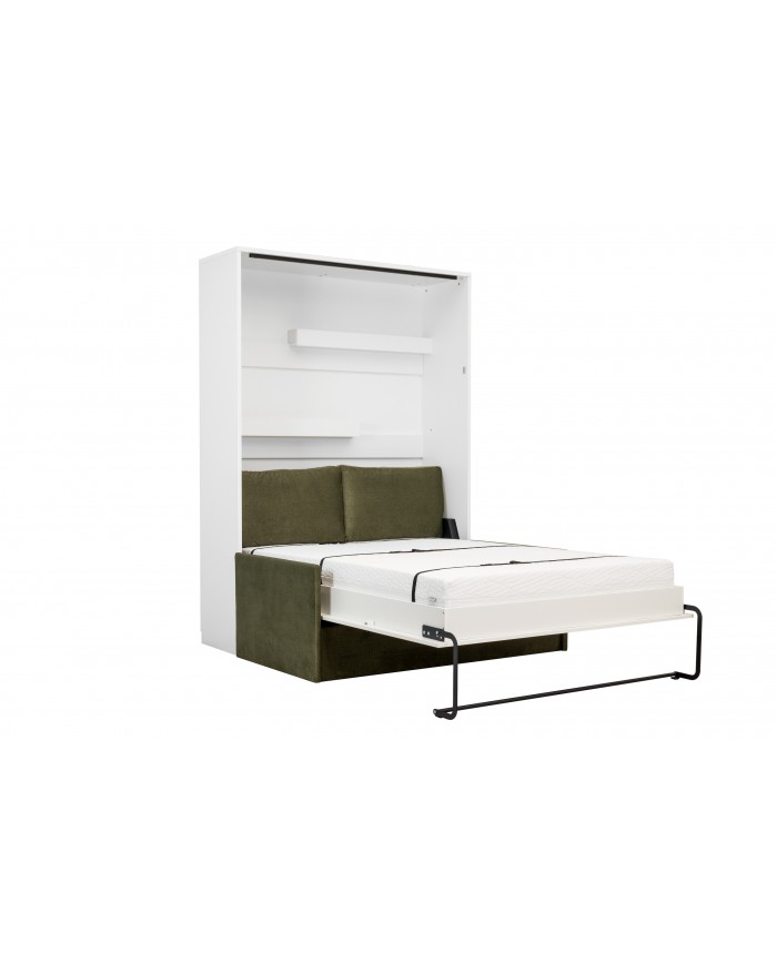 Armoire lit escamotable avec canapé 140×200 blanc mate
