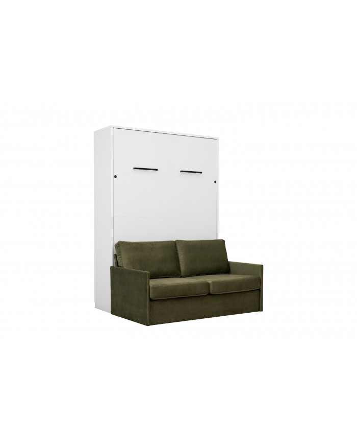 Armoire lit escamotable avec canapé 140×200 blanc mate