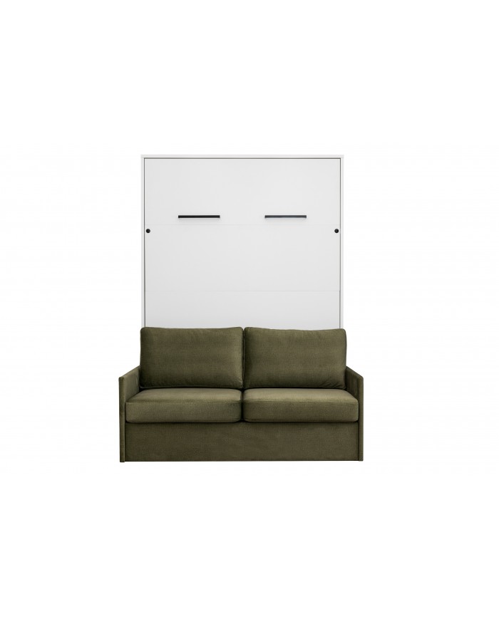 Armoire lit escamotable avec canapé 140×200 blanc mate