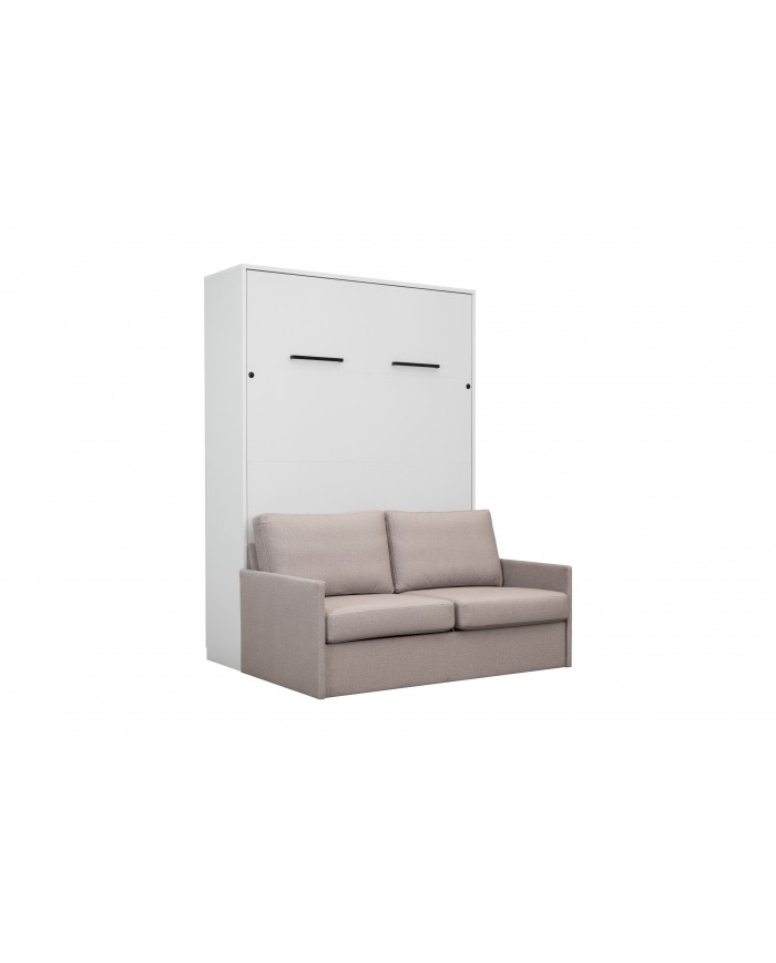 Armoire lit escamotable avec canapé 140×200 blanc mate