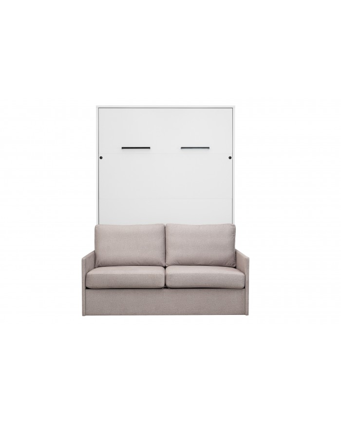 Armoire lit escamotable avec canapé 140×200 blanc mate